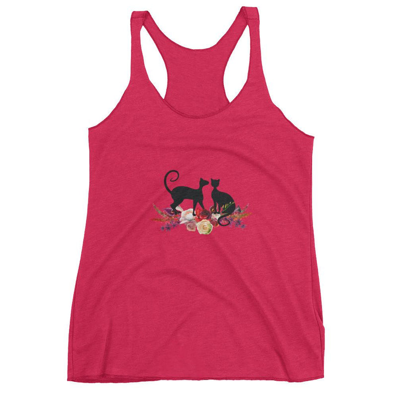 Floral Cat 'Love' Women's Tank Top