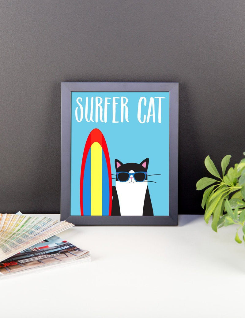 Cosmo Cat 'Surfer' Framed Matt Poster