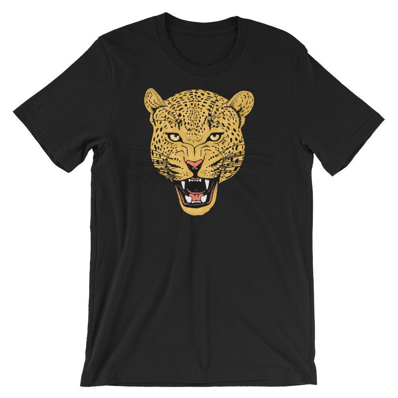 wild cat roaring leopard comfy unisex tee shirt
