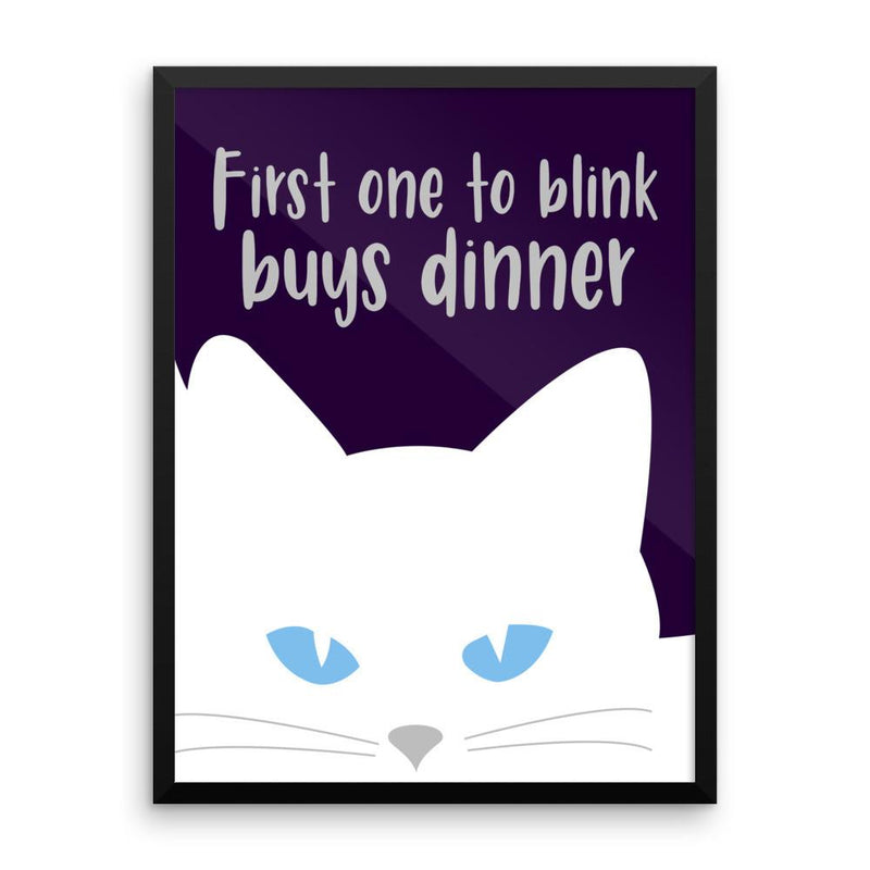 Inscrutable Cat 'Blink White' Framed Matt Poster