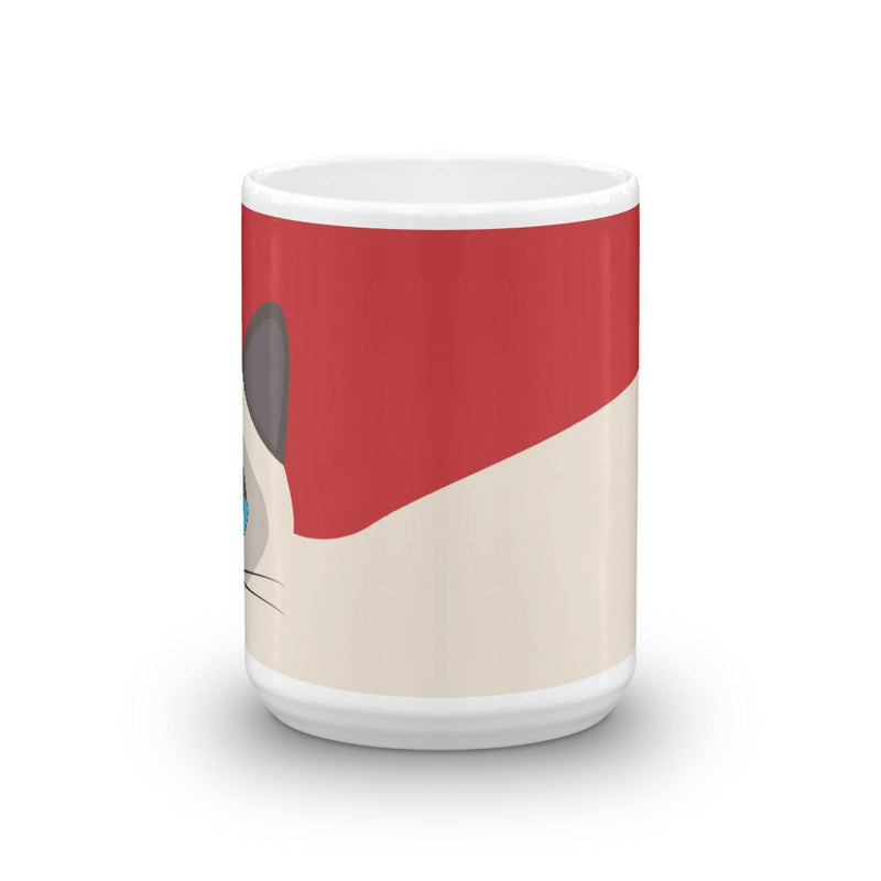 Inscrutable Cat Siamese Cat Red Mug Middle in 15oz