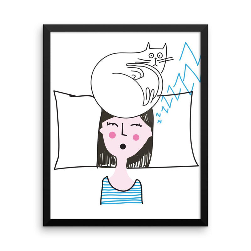 Rascal Cat 'Alarm Clock' Framed Matt Poster