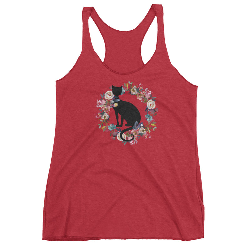 Floral Cat 'In Loving Memory Dusty Blue and Rose' Women's Tank Top