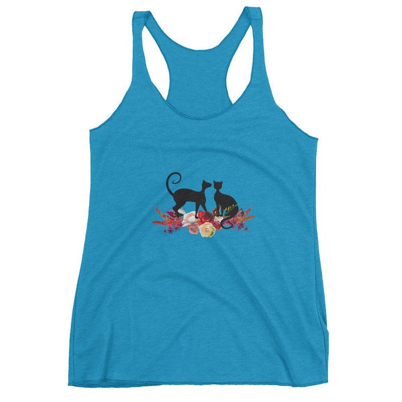 Floral Cat 'Love' Women's Tank Top