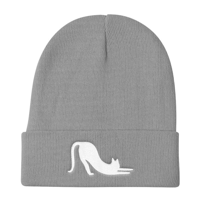 Yoga Cat 'White Cat Stretch' Knit Beanie