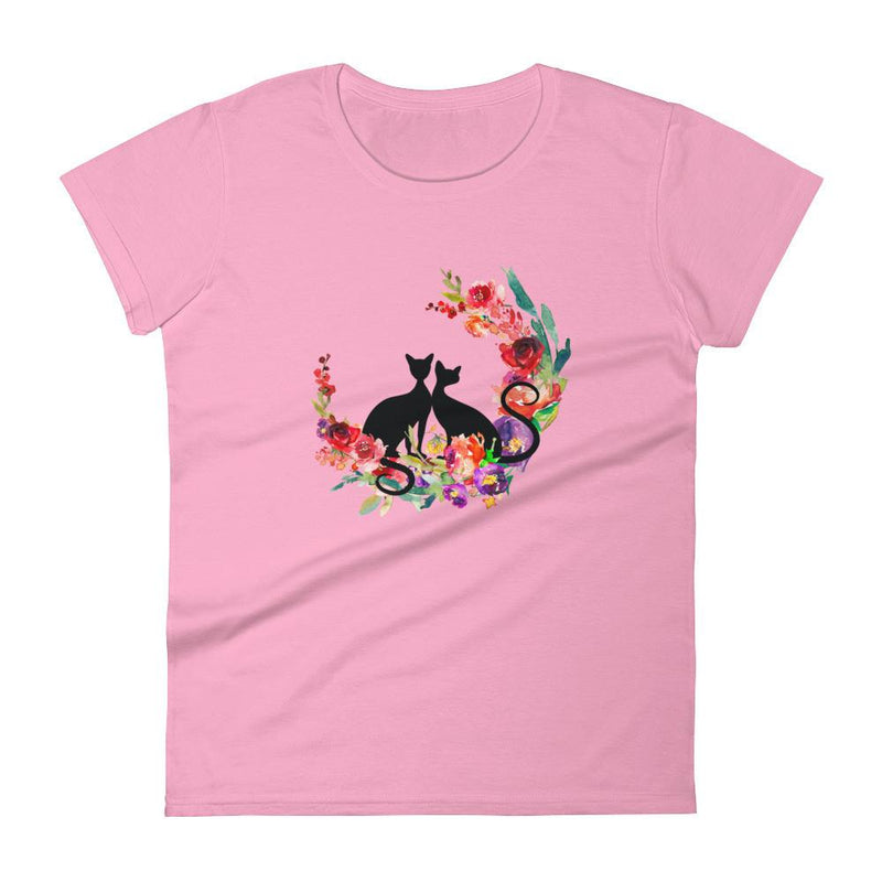 Floral Cat 'Loyalty' Women's Short Sleeve T-Shirt