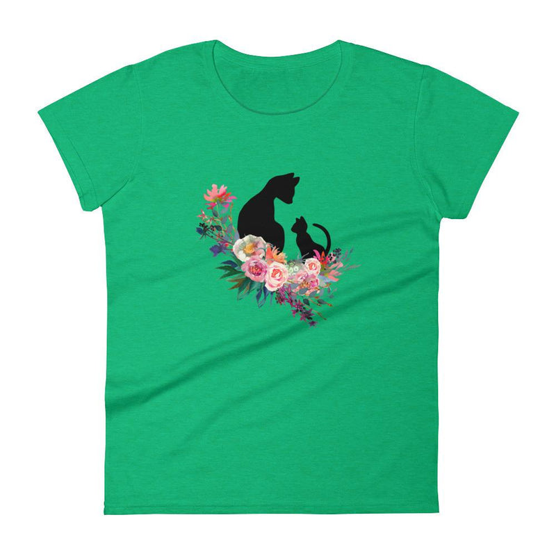 Floral Cat 'Family' Women's Short Sleeve T-Shirt