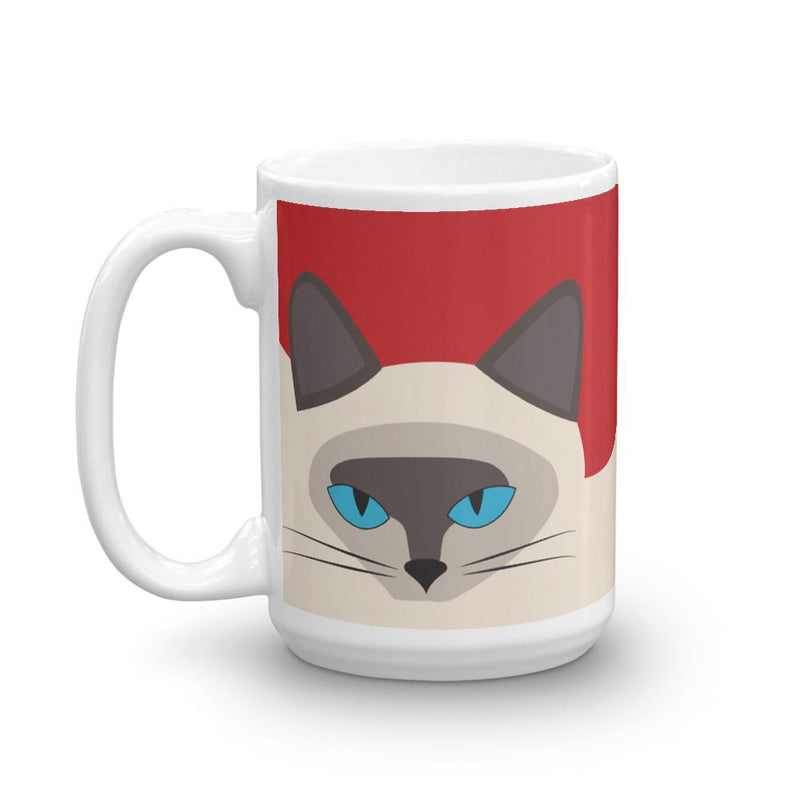 Inscrutable Cat Siamese Cat Red Mug Left Side in 15oz