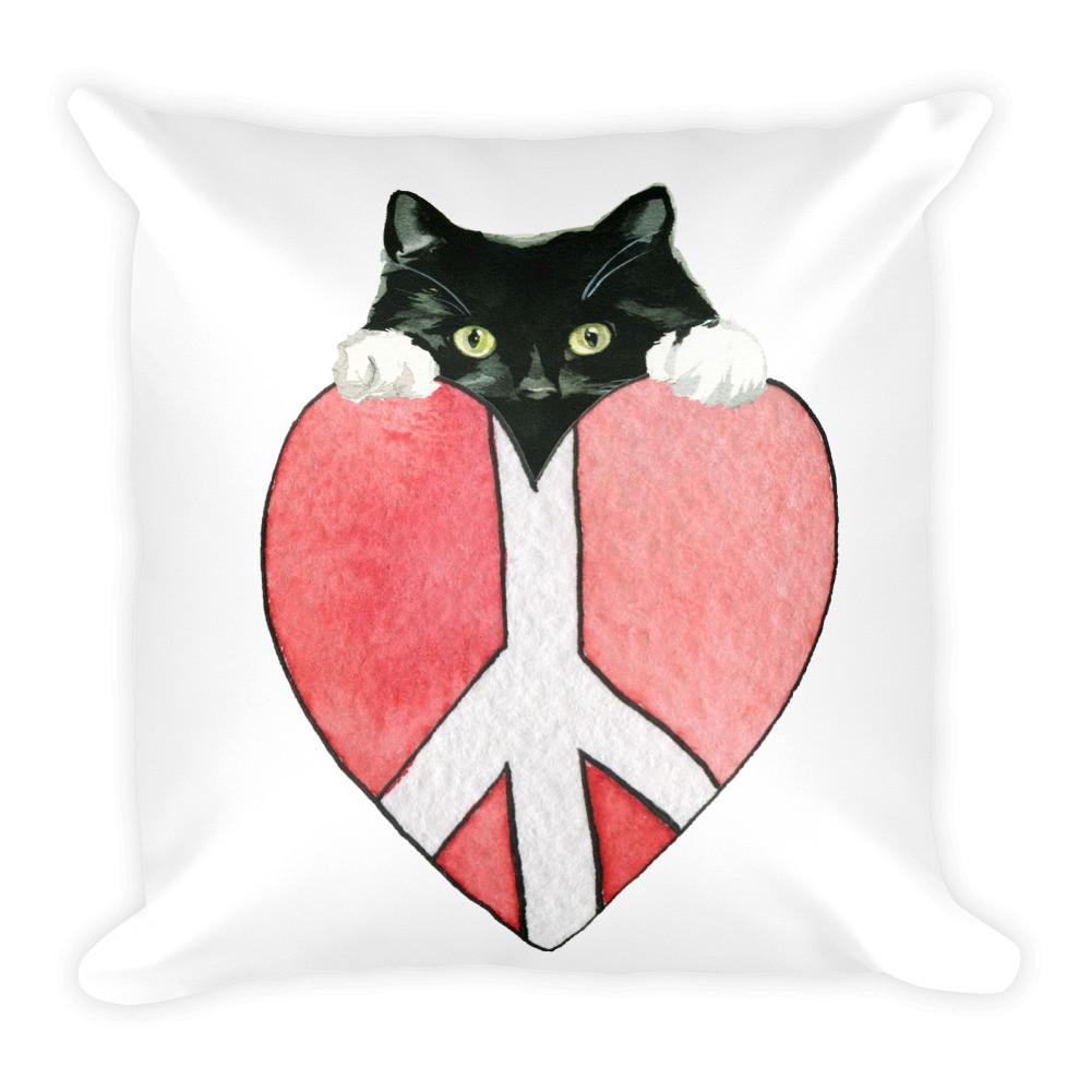Peace Cat Square Pillow