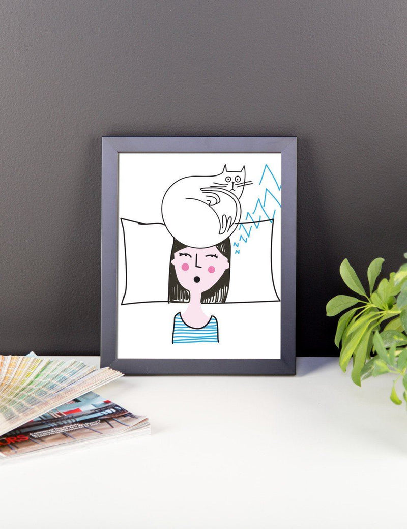 Rascal Cat 'Alarm Clock' Framed Matt Poster