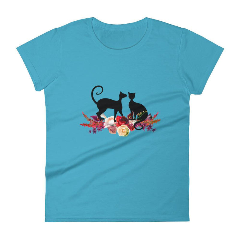 Floral Cat 'Love' Women's short sleeve t-shirt