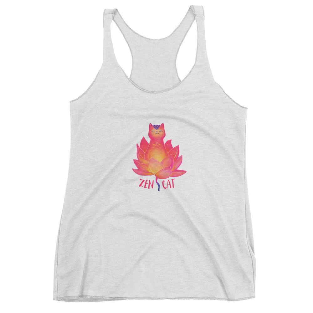Zen cat cool tank for women who love cats or cat lovers.