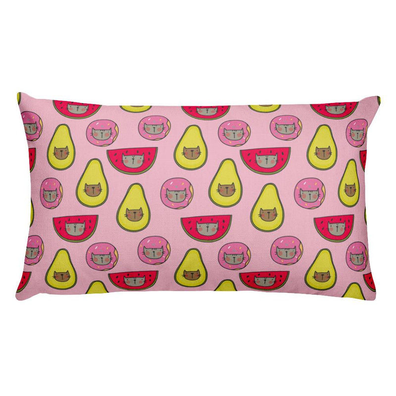 Summer Cat 'Pink Fruity Medley' Rectangular Pillow