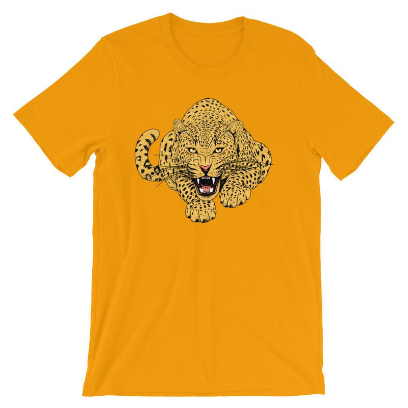wild cat crouching leopard comfy unisex tee shirt