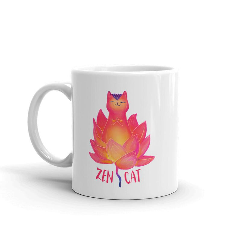 Zen cat cool mug for women who love cats or cat lovers. Cat doing yoga coffee mug.