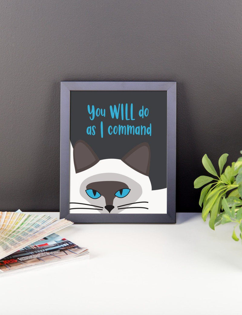 Inscrutable Cat ' Command' Framed Matt Poster