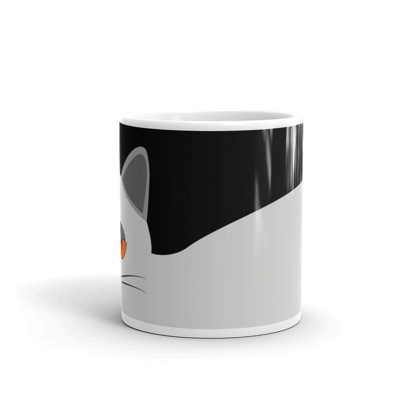 Inscrutable Cat Smoky Cat Black Mug in Middle View 11oz