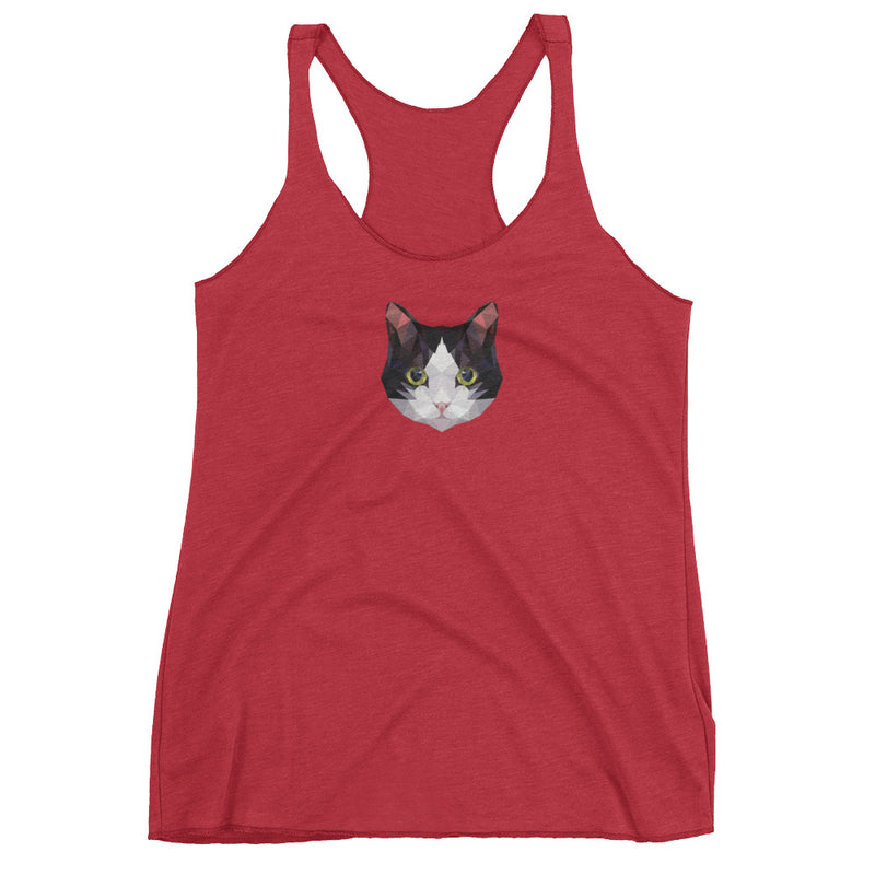Color-Me Cat Tuxedo Women's Tank Top in Pink