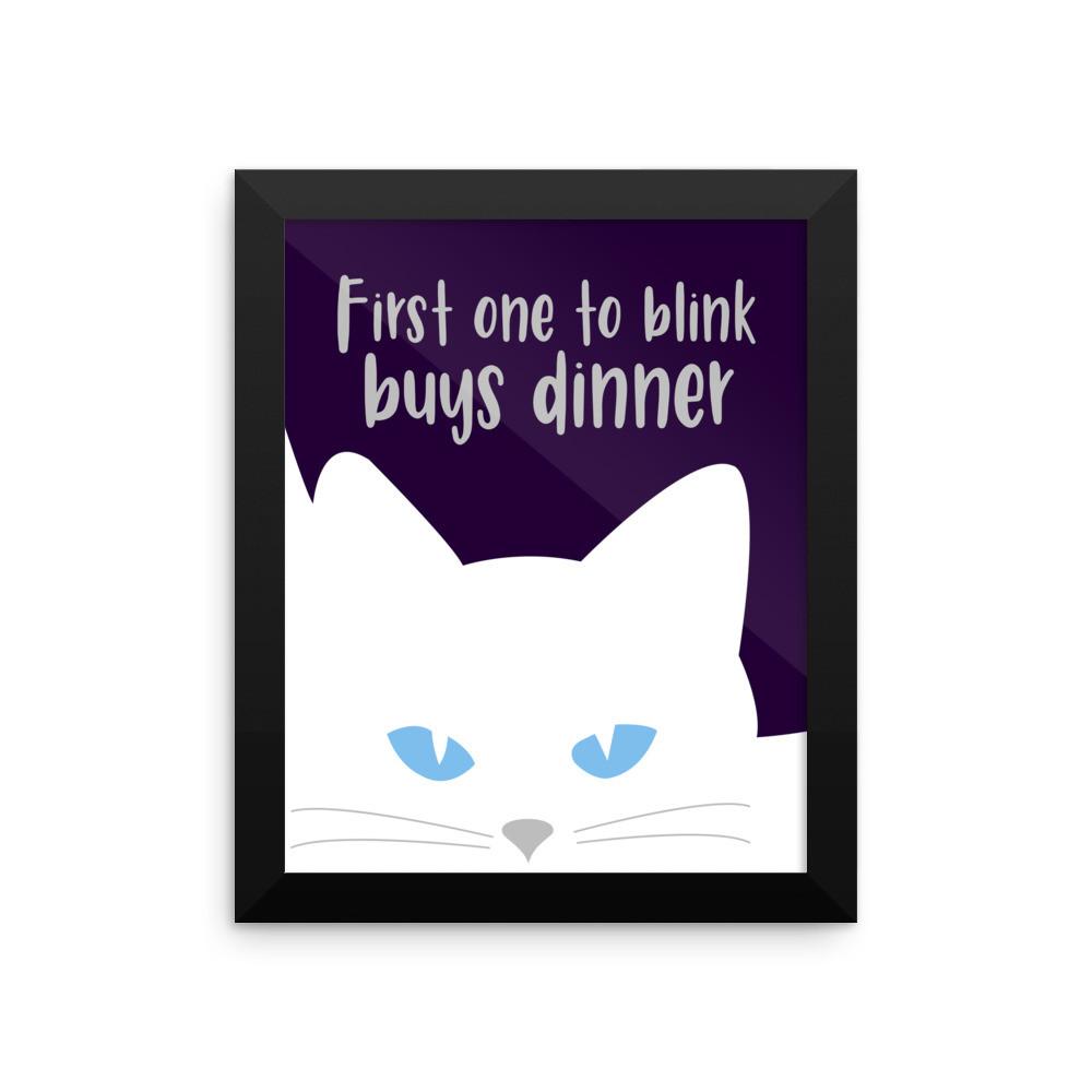 Inscrutable Cat 'Blink White' Framed Matt Poster