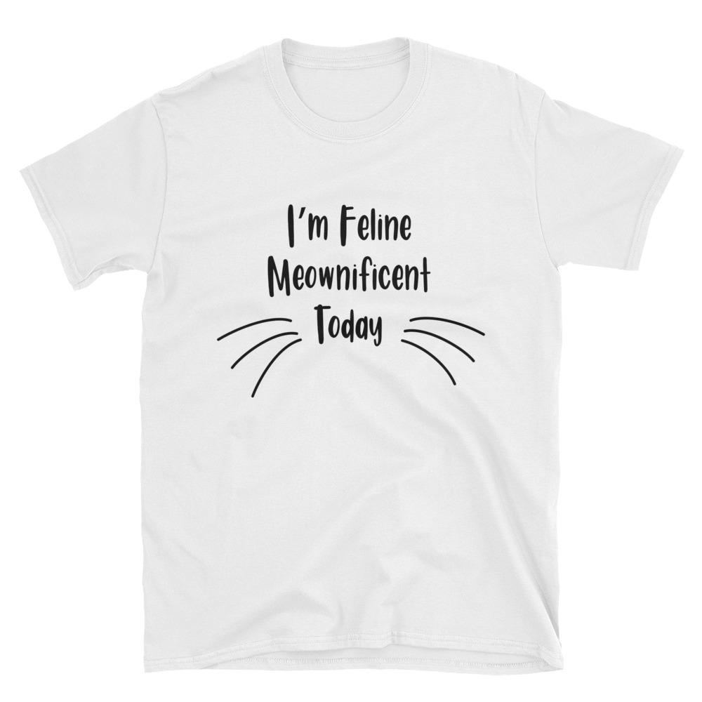 Wordy Cat 'Meownificent' White Unisex T-Shirt