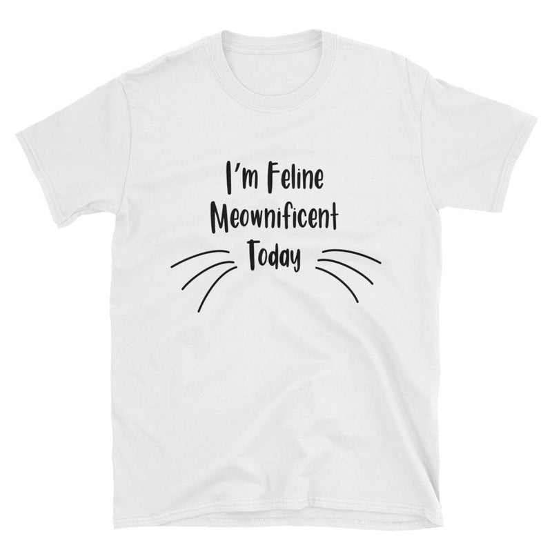 Wordy Cat 'Meownificent' White Unisex T-Shirt