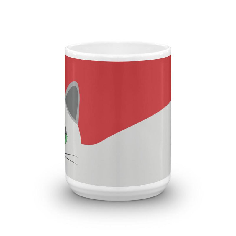 Inscrutable Cat Smoky Cat Red Mug in Middle View 15oz