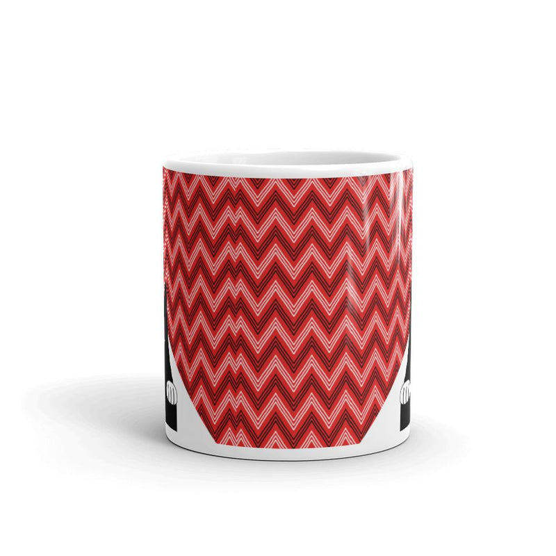 Evil Cat Zig Zag White Mug in Middle View 11oz