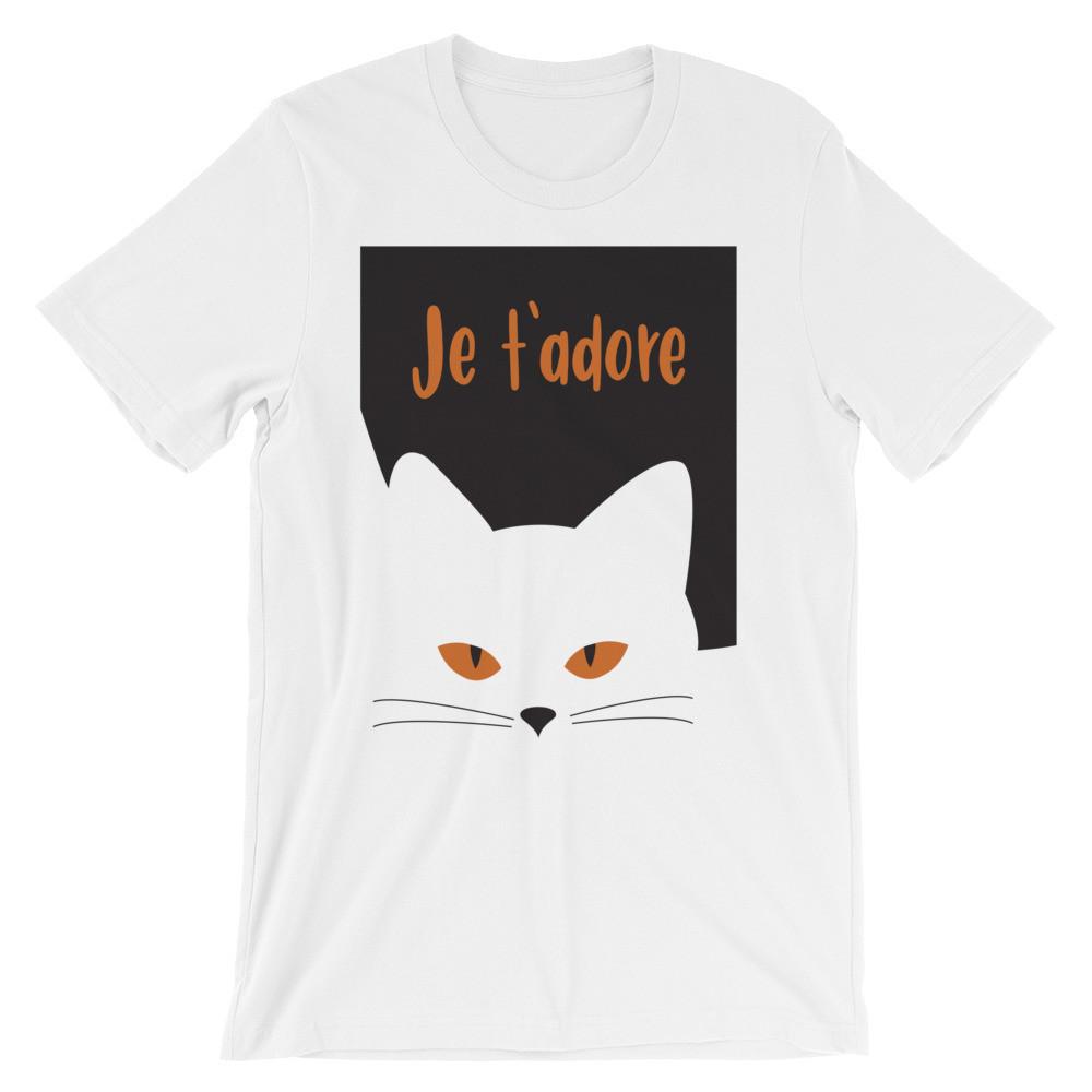 Inscrutable Cat 'Je T'Adore'  Unisex Short Sleeve T-Shirt
