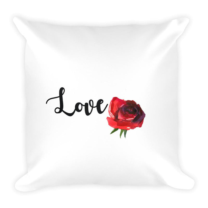 Floral Cat 'Love' Square Pillow