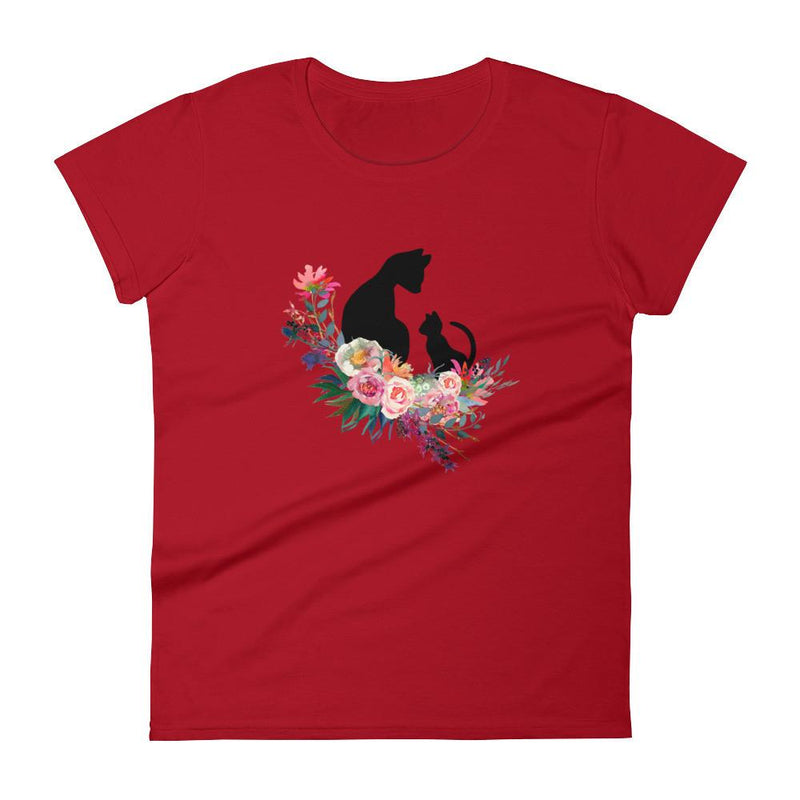 Floral Cat 'Family' Women's Short Sleeve T-Shirt