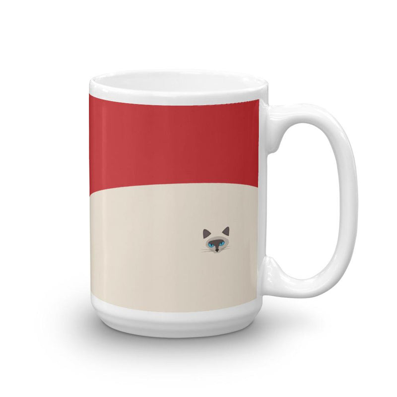 Inscrutable Cat Siamese Cat Red Mug Right Side in 15oz