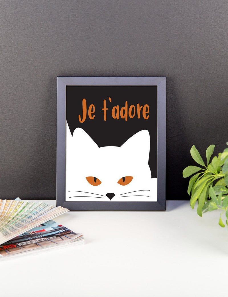 Inscrutable Cat 'Je T'Adore' Framed Matt Poster