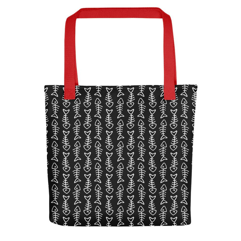 Evil Cat 'Fishbone Red' Tote bag