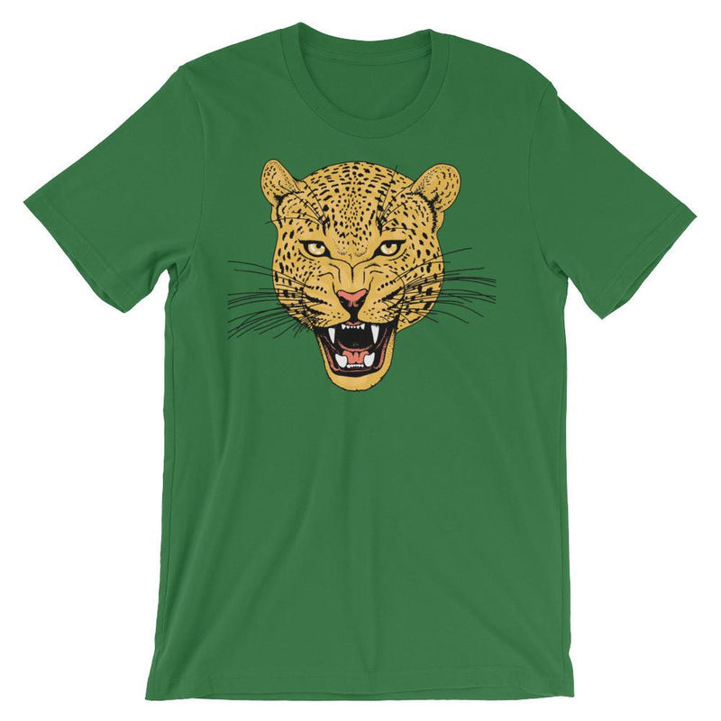 wild cat roaring leopard comfy unisex tee shirt
