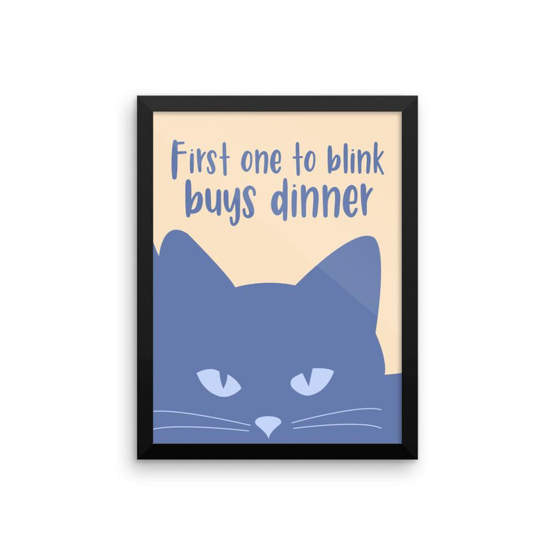 Inscrutable Cat 'Blink Blue' Framed Matt Poster