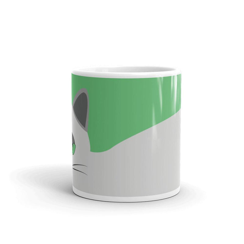 Inscrutable Cat Smoky Cat Green Mug in Middle View 11oz