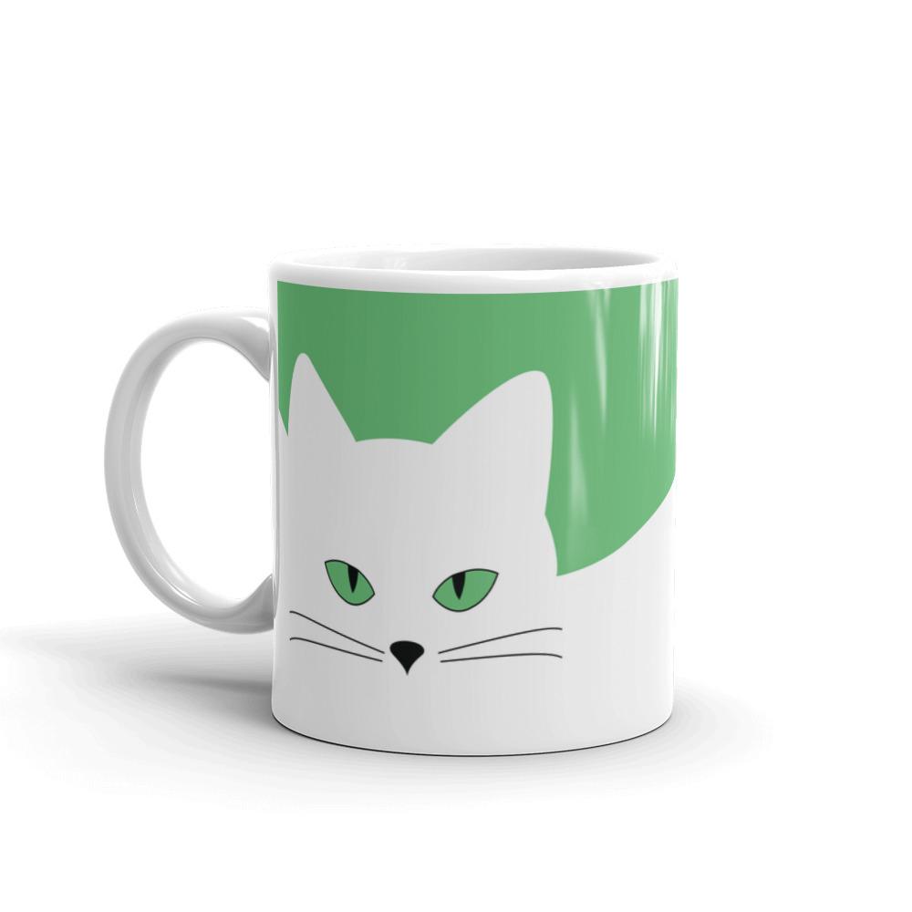Inscrutable Cat Juicy Fruity Kiwi Mug Left Side View in 11oz