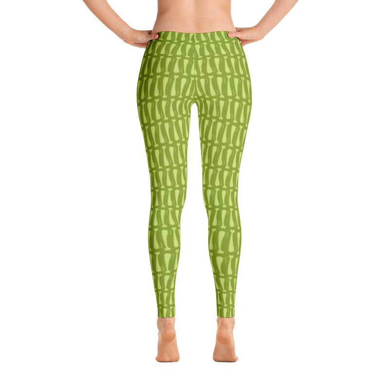 pattern cat skinny cat green leggings