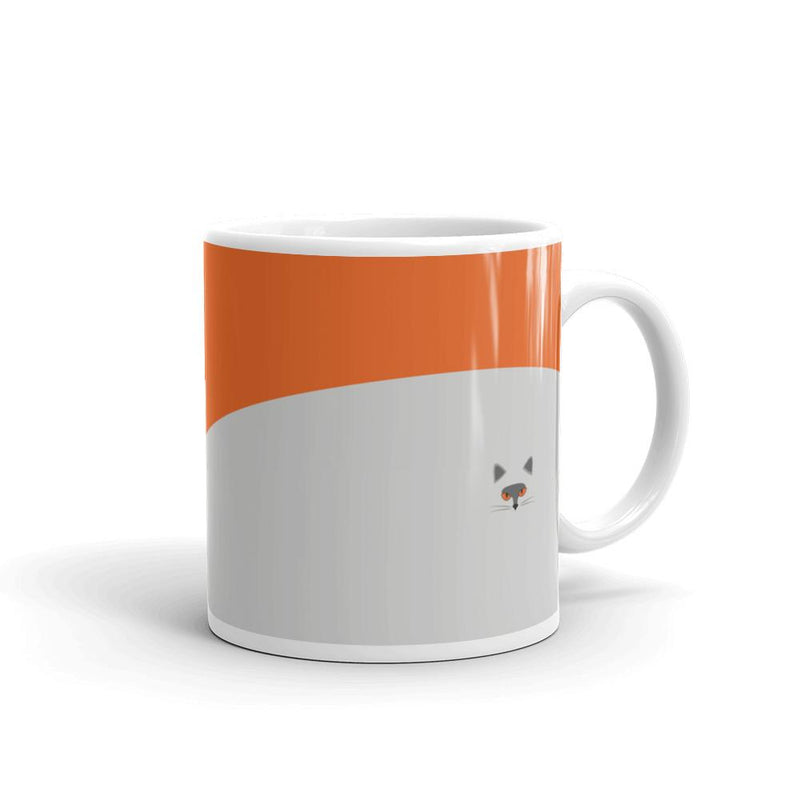 Inscrutable Cat Smoky Cat Orange Mug in Left Side View 11oz