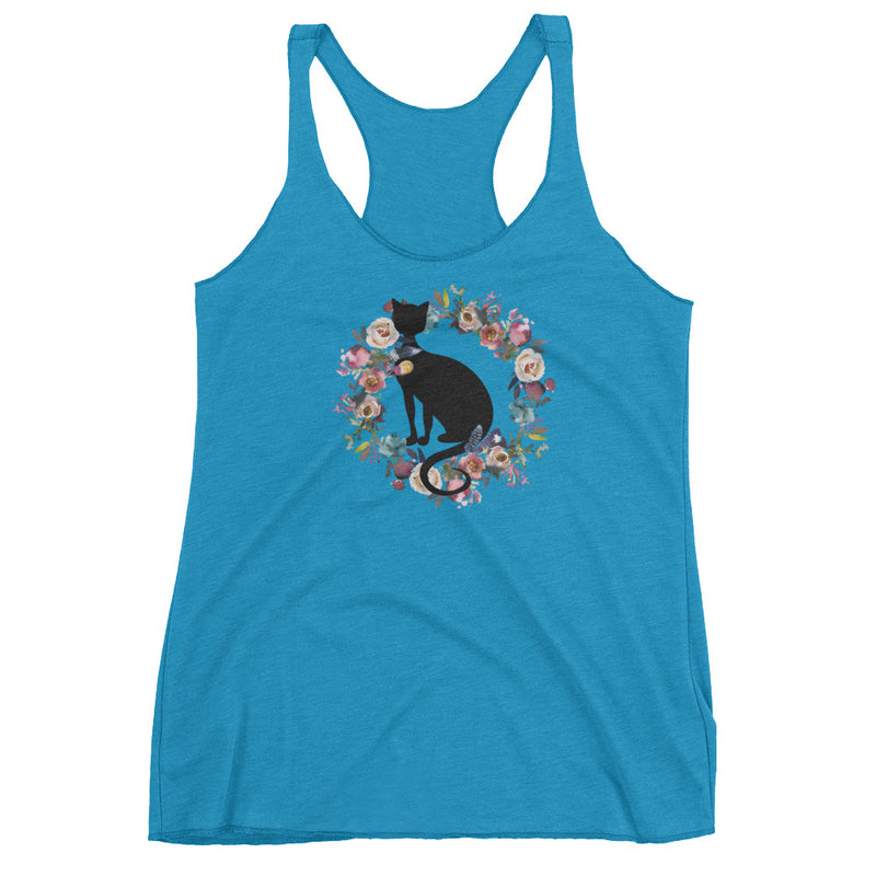 Floral Cat 'In Loving Memory Dusty Blue and Rose' Women's Tank Top