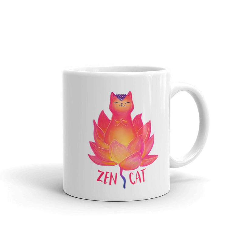 Zen cat cool mug for women who love cats or cat lovers. Cat doing yoga coffee mug.
