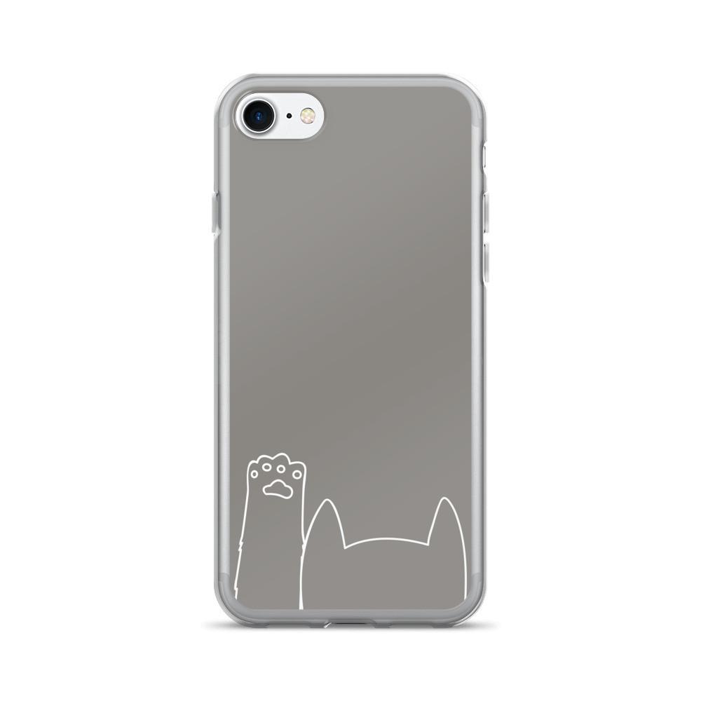 Minimalist Cat 'Hands Up Silver-Grey' iPhone 7/7 Plus Case