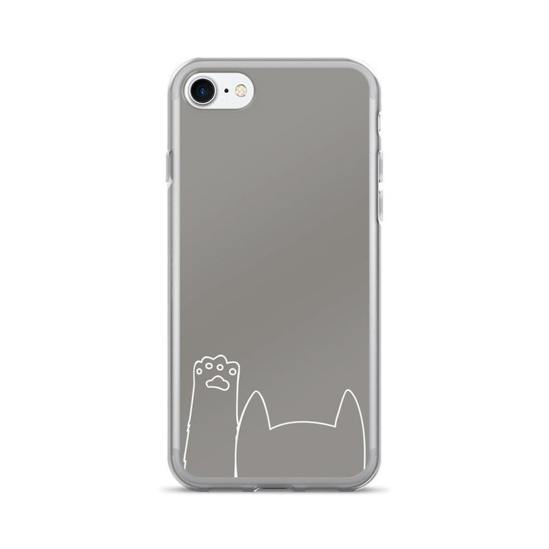 Minimalist Cat 'Hands Up Silver-Grey' iPhone 7/7 Plus Case