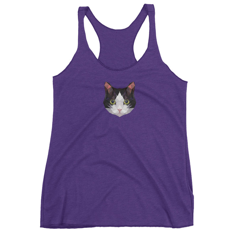 Color-Me Cat Tuxedo Women's Tank Top in Purple