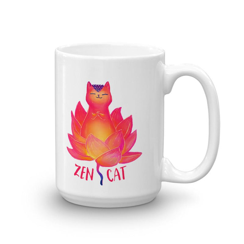 Zen cat cool mug for women who love cats or cat lovers. Cat doing yoga coffee mug.