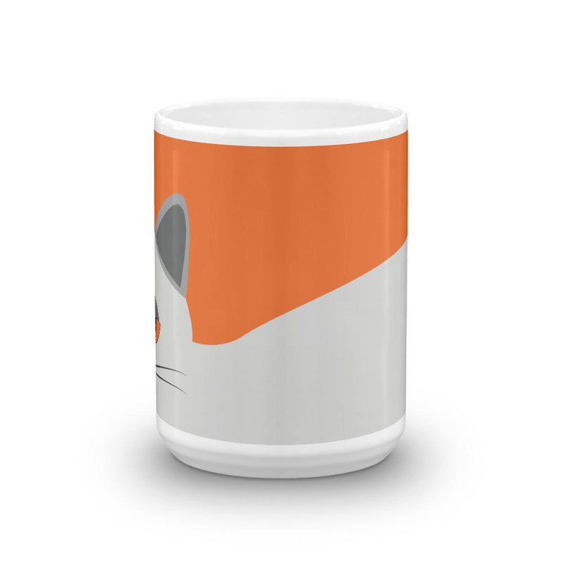 Inscrutable Cat Smoky Cat Orange Mug in Middle View 15oz