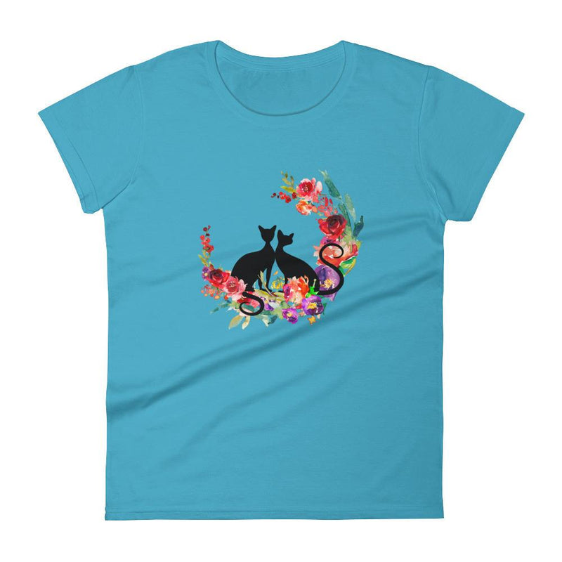 Floral Cat 'Loyalty' Women's Short Sleeve T-Shirt