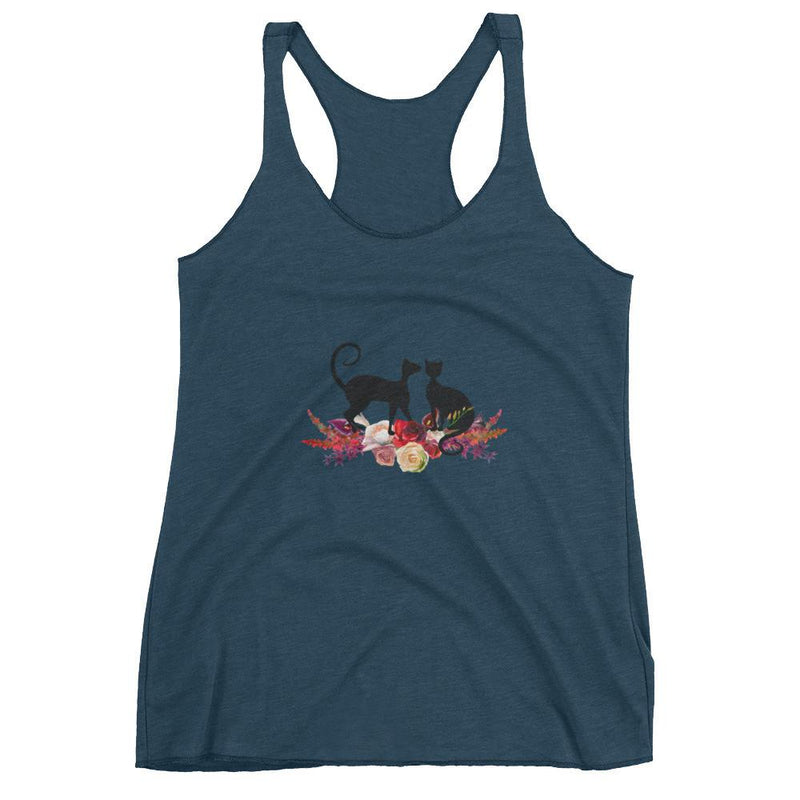 Floral Cat 'Love' Women's Tank Top