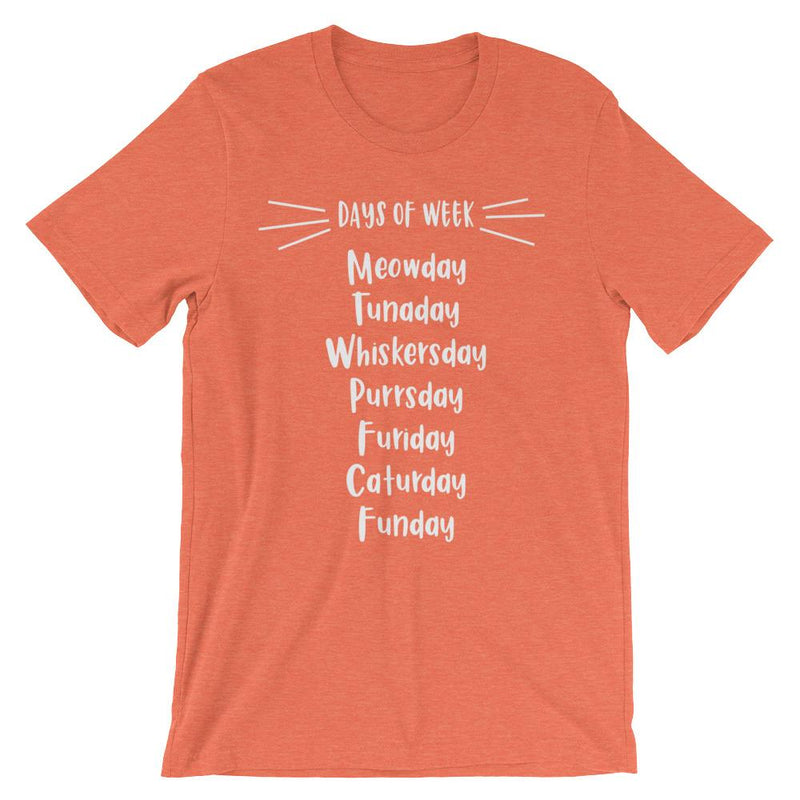 Wordy Cat 'Days of Week' Unisex Short Sleeve T-Shirt