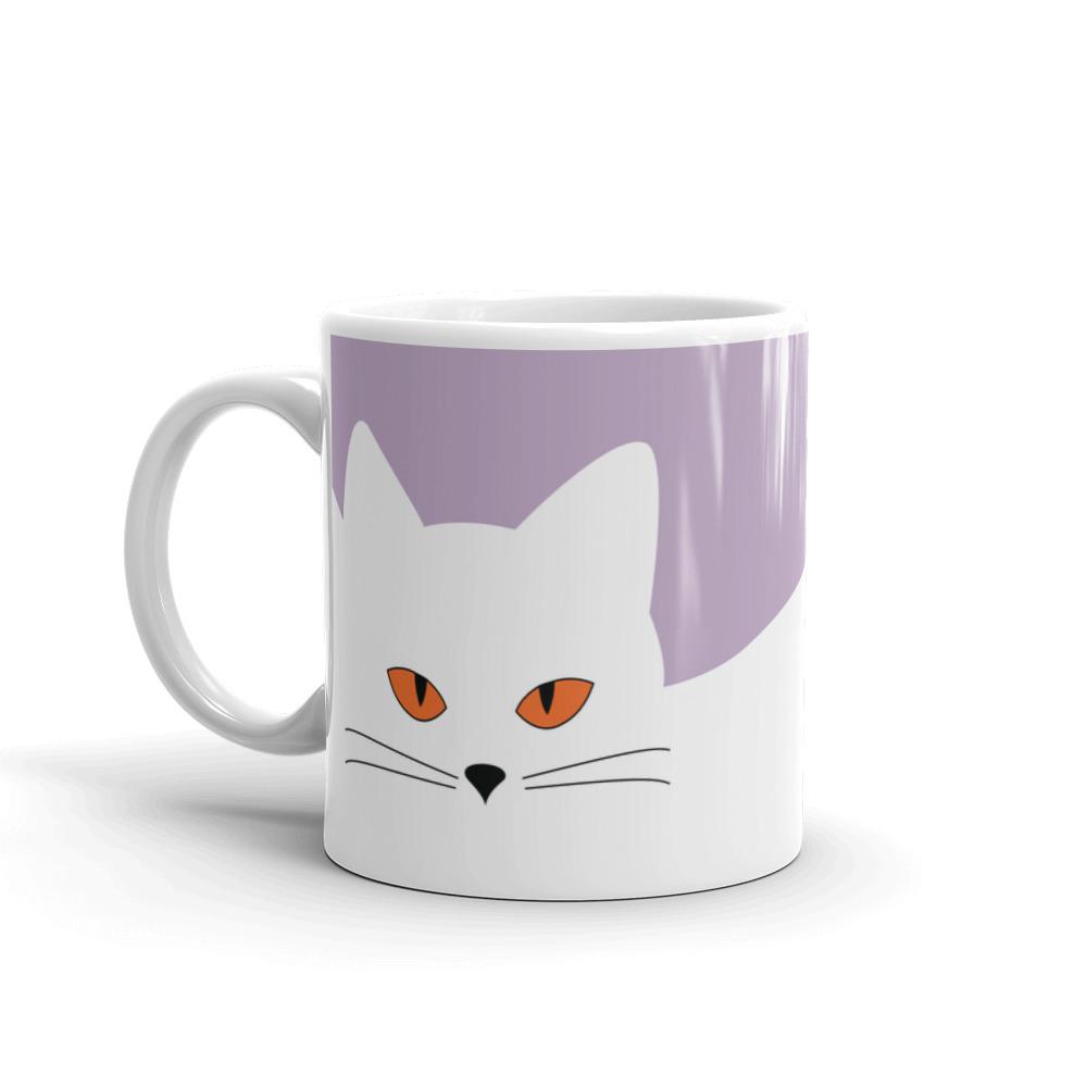 Inscrutable Cat Juicy Fruity Damson Mug Left Side View in 11oz